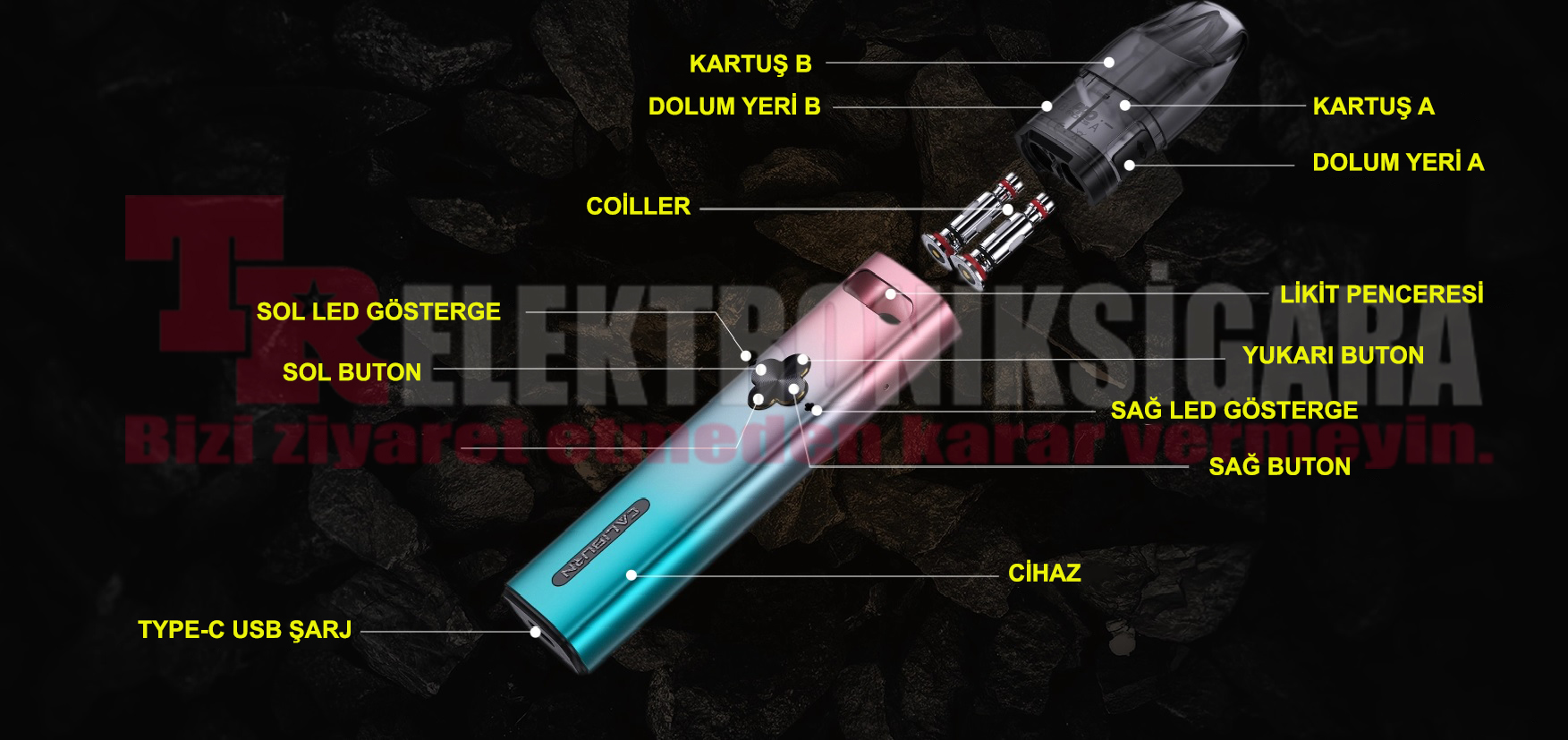 Uwell Caliburn Explorer 1000mAh Pod Mod Elektronik Sigara