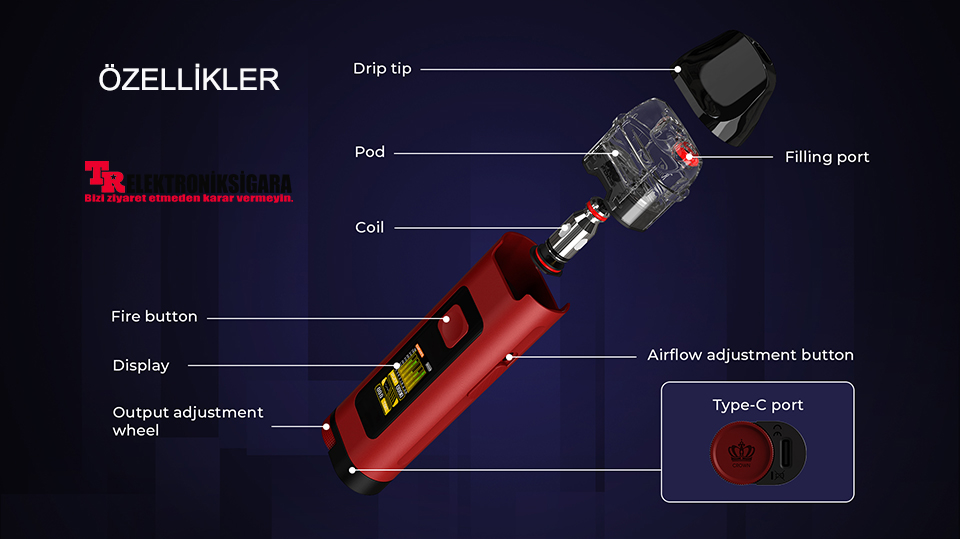 Uwell CROWN D Pod Kit 1100mAh Electronic Cigarette