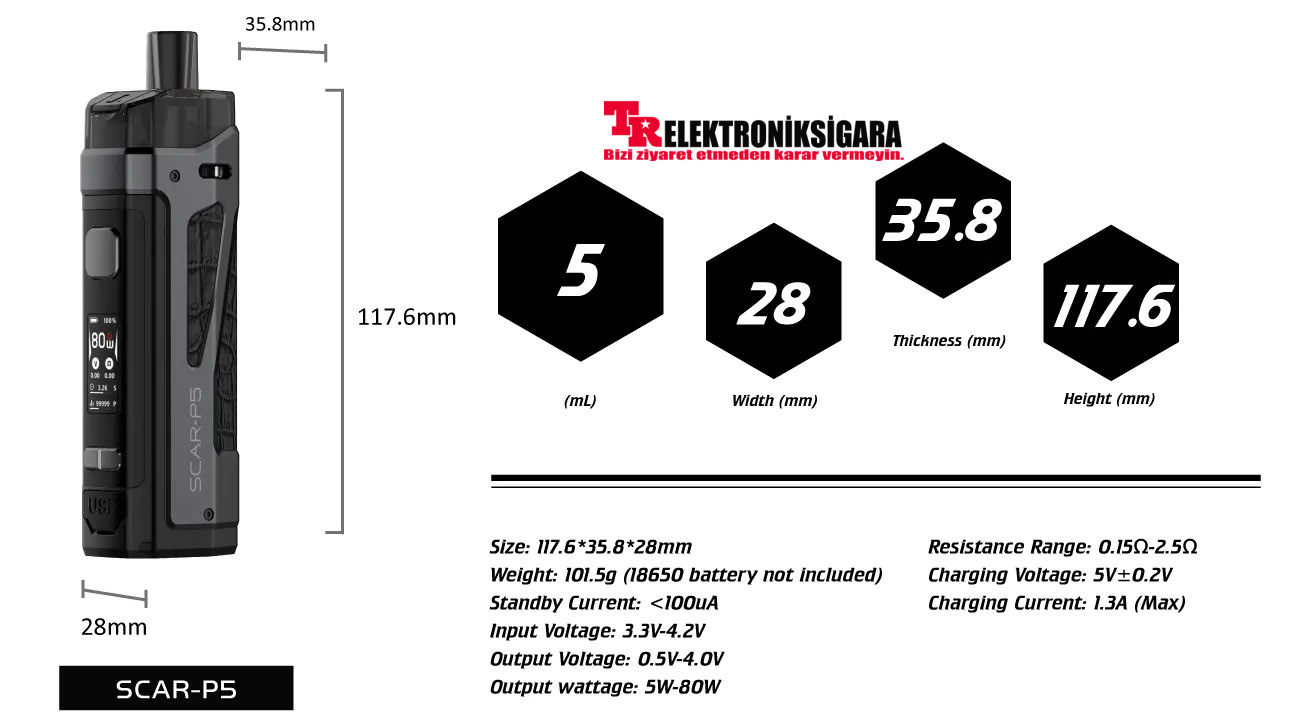 SMOK SCAR-P5 80W Pod System Starter Kit