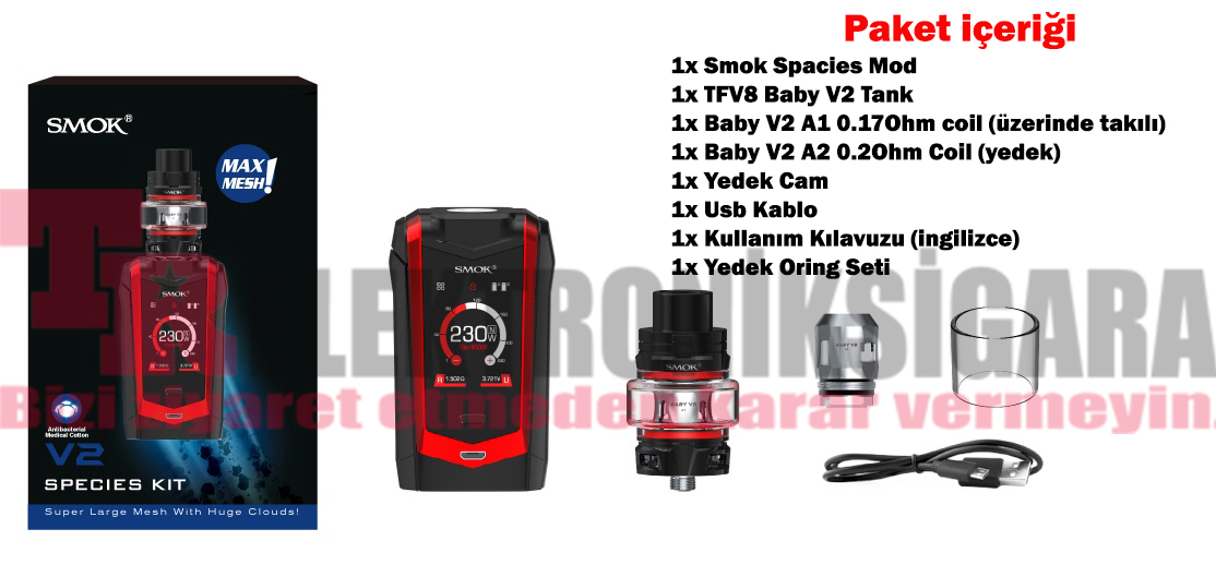 Smok Species V2 230W Kit TFV8 Baby Tank Elektronik Sigara