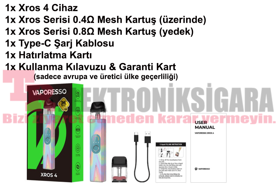 Vaporesso Xros 4 Pod Mod Kit Elektronik Sigara 1000mAh