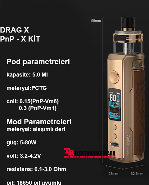 Voopoo Drag X PnP-X Kit Pod Mod Elektronik Sigara