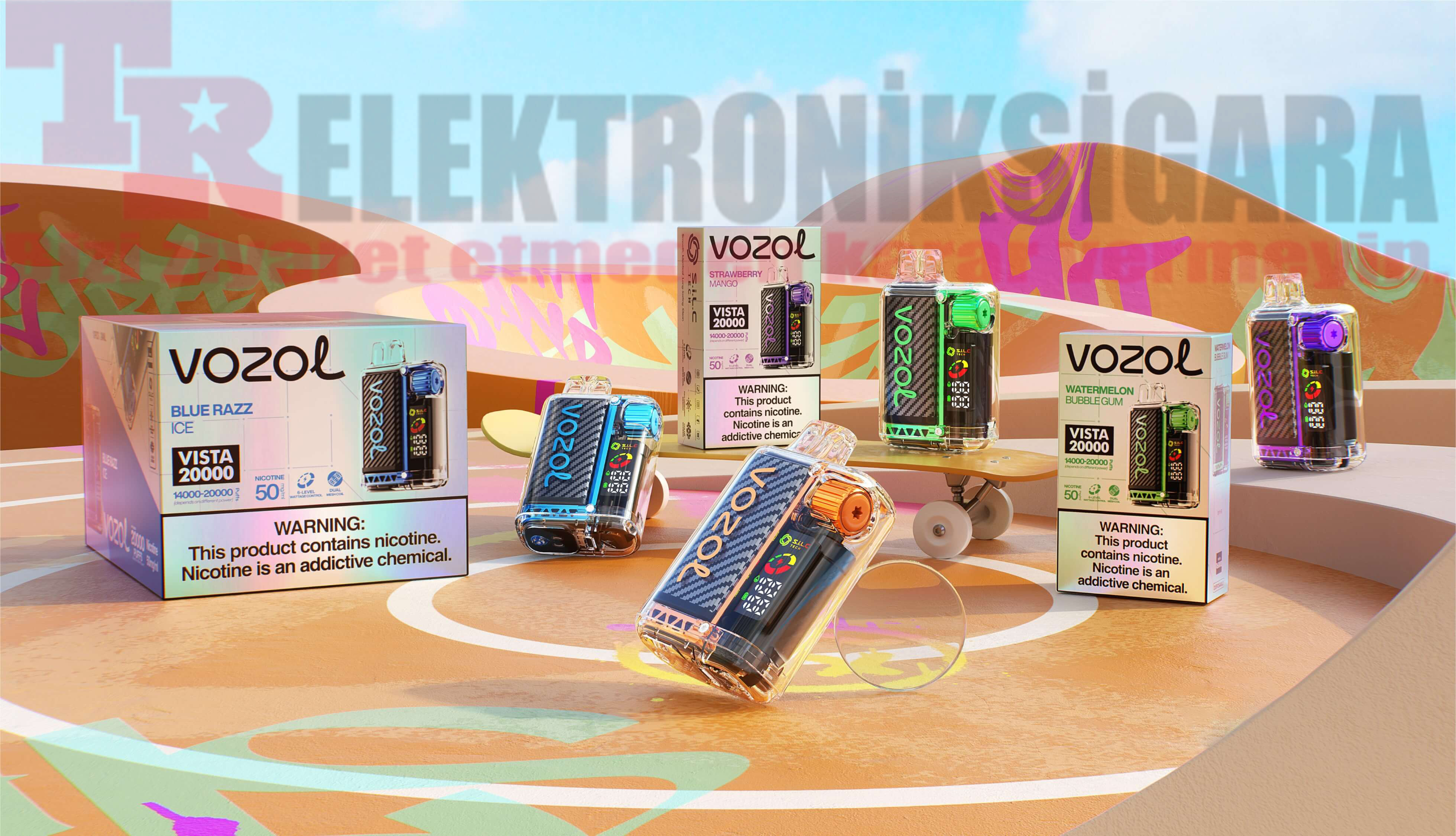 Vozol Vista 20000 Puff Bar %5 Nikotin Dragon Fruit Banana Cherry